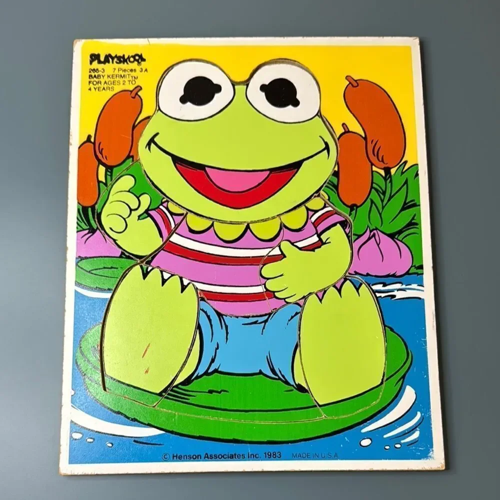 PLAYSKOOL 1983 Baby Kermit The Frog Board Puzzle